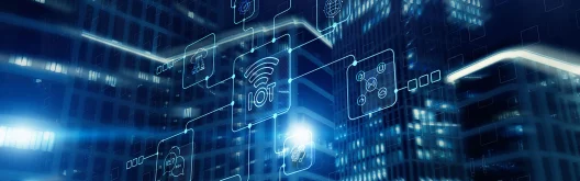 A digital interface displaying an icon labeled "IoT"