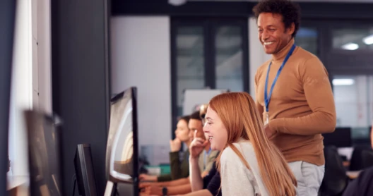 person learning from teacher